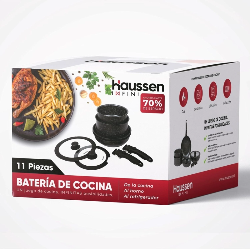 BATERÍA DE COCINA ANTIADHERENTE GRANITO 11 PIEZAS INFINI - 9