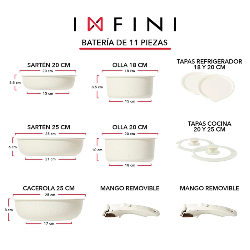 BATERÍA DE COCINA ANTIADHERENTE GRANITO 11 PIEZAS INFINI - 9