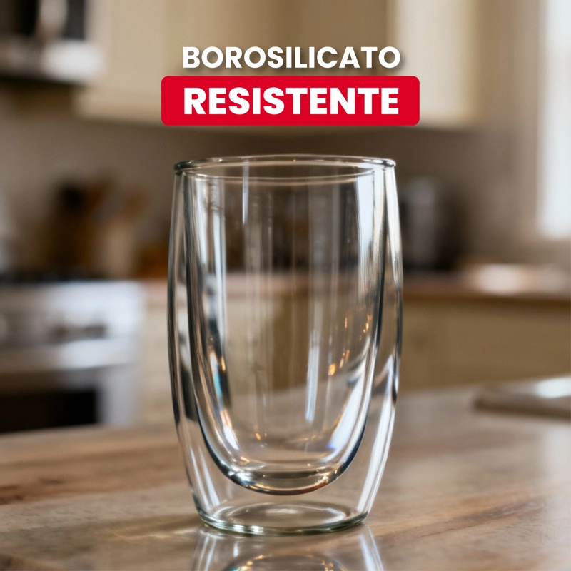 SET 2 VASOS TAZA DOBLE PARED CAFE  CAPUCHINO 350ML HAUSSEN - 2