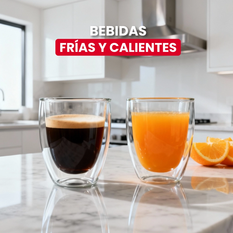 SET 2 VASOS TAZA DOBLE PARED CAFE  CAPUCHINO 350ML HAUSSEN - 3