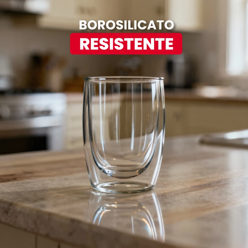 SET 2 VASOS TAZA DOBLE PARED CAFE  ESPRESSO 80ML HAUSSEN - 2