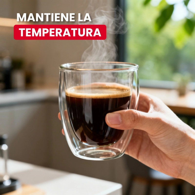 SET 2 VASOS TAZA DOBLE PARED CAFE  ESPRESSO 80ML HAUSSEN - 4