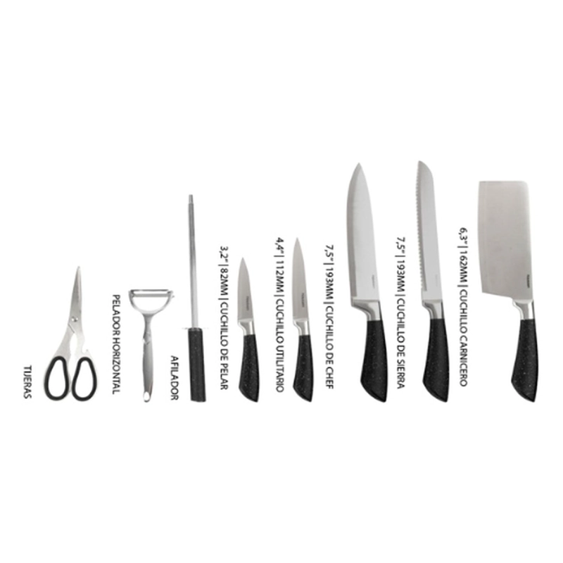 TACO CUCHILLOS ACERO CON TIJERA Y PELADOR INFINI SET 8 PCS - 3