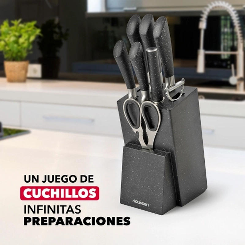 TACO CUCHILLOS ACERO CON TIJERA Y PELADOR INFINI SET 8 PCS - 7