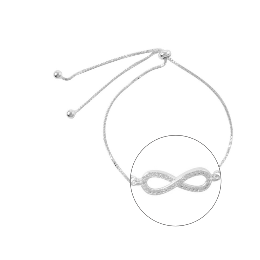 PULSERA FERSHOP AJUSTABLE INFINITO MICRO CIRCÓN PLATA - 3