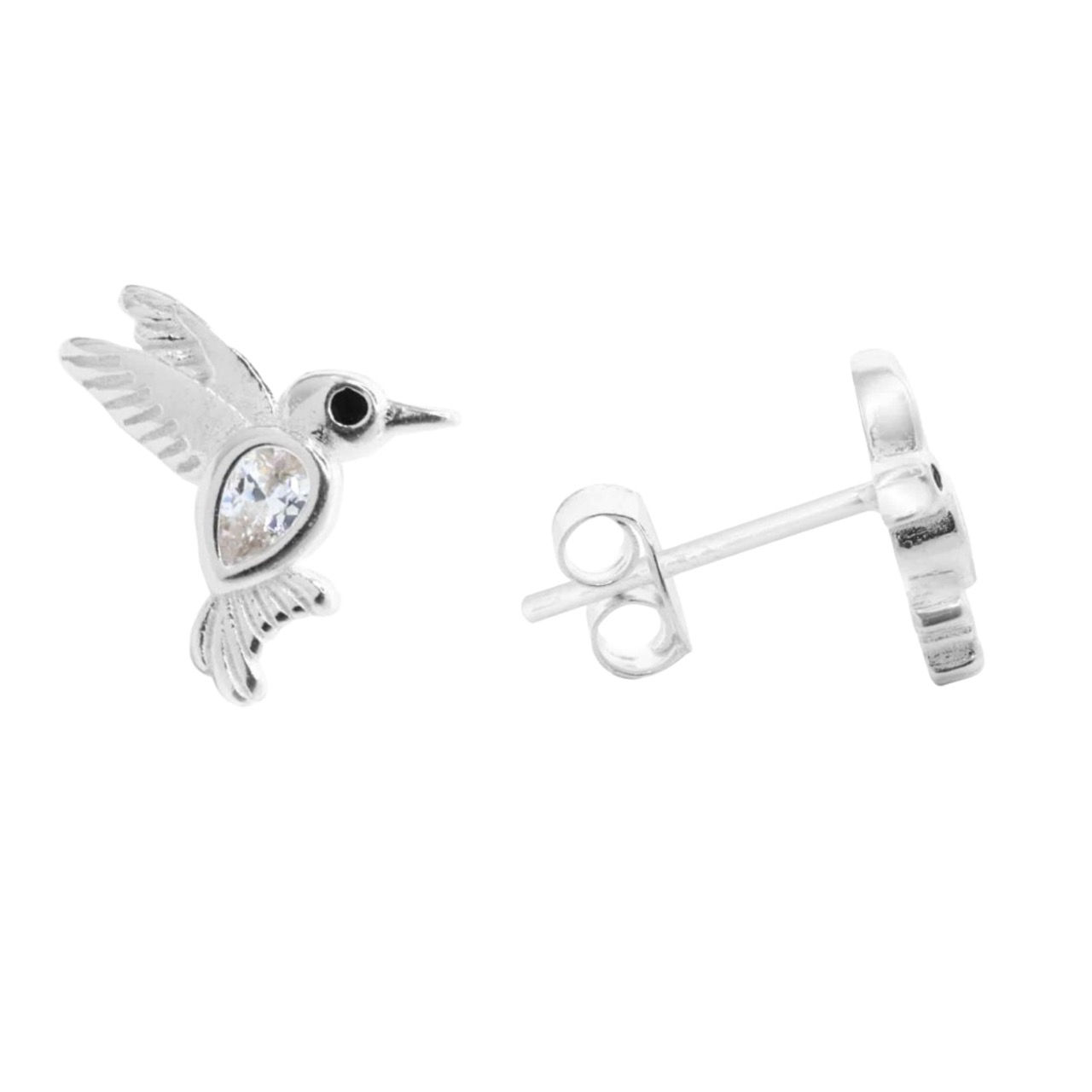 AROS DE PLATA COLIBRÍES CON CIRCÓN - 1