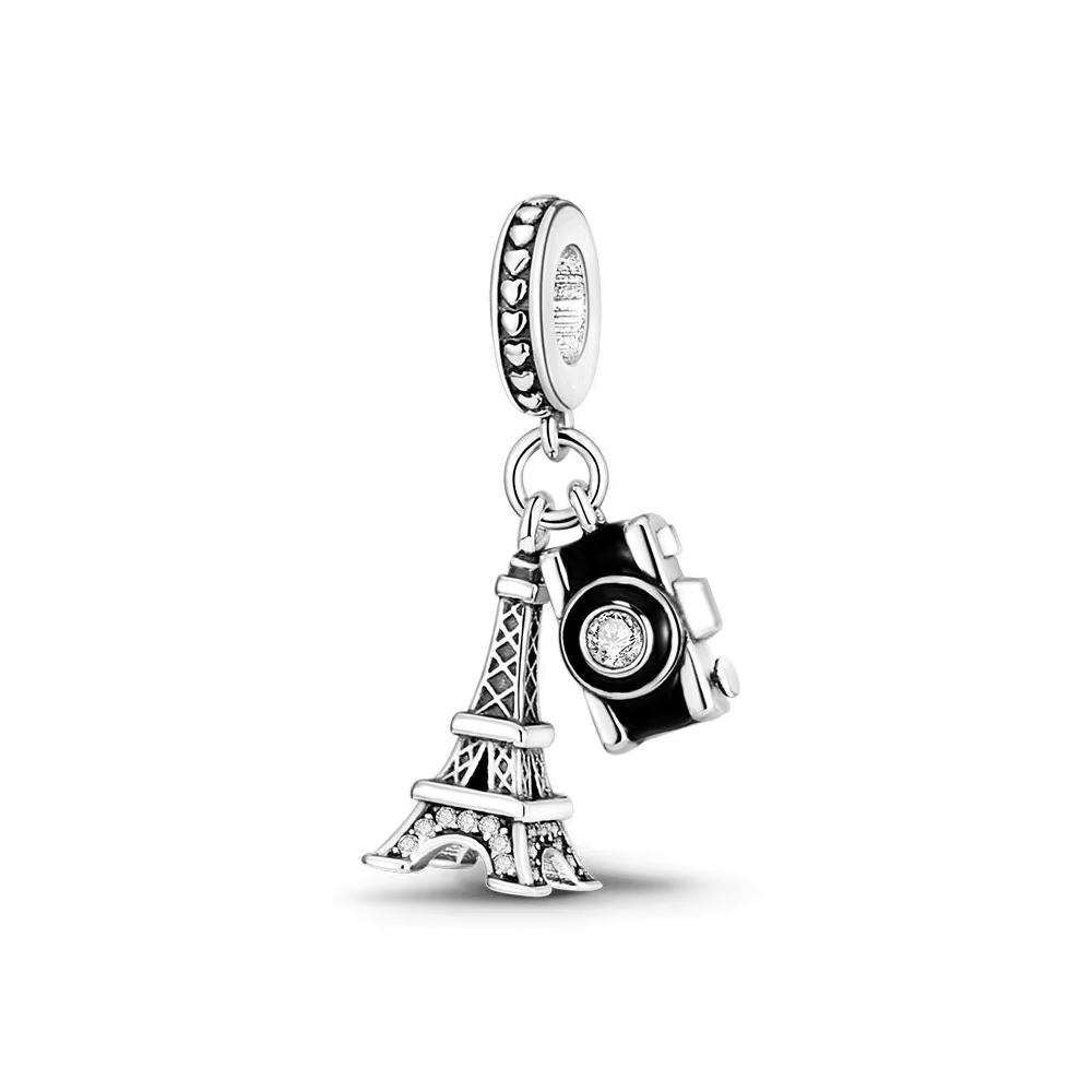 Charm Colgante Torre Eiffel y Camara - 1