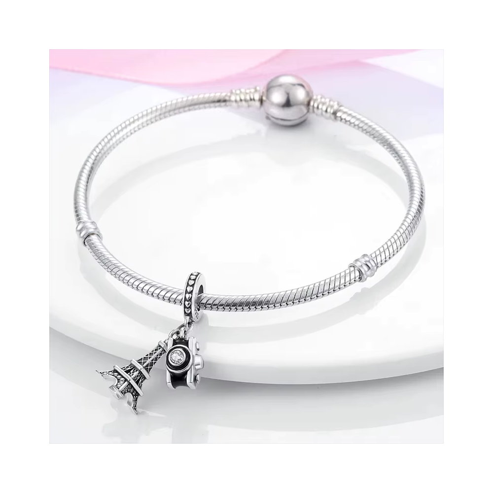 Charm Colgante Torre Eiffel y Camara - 3