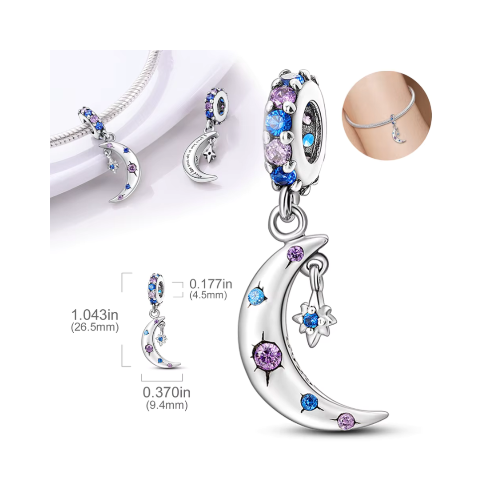 Charm Colgante Luna con Circones - 3