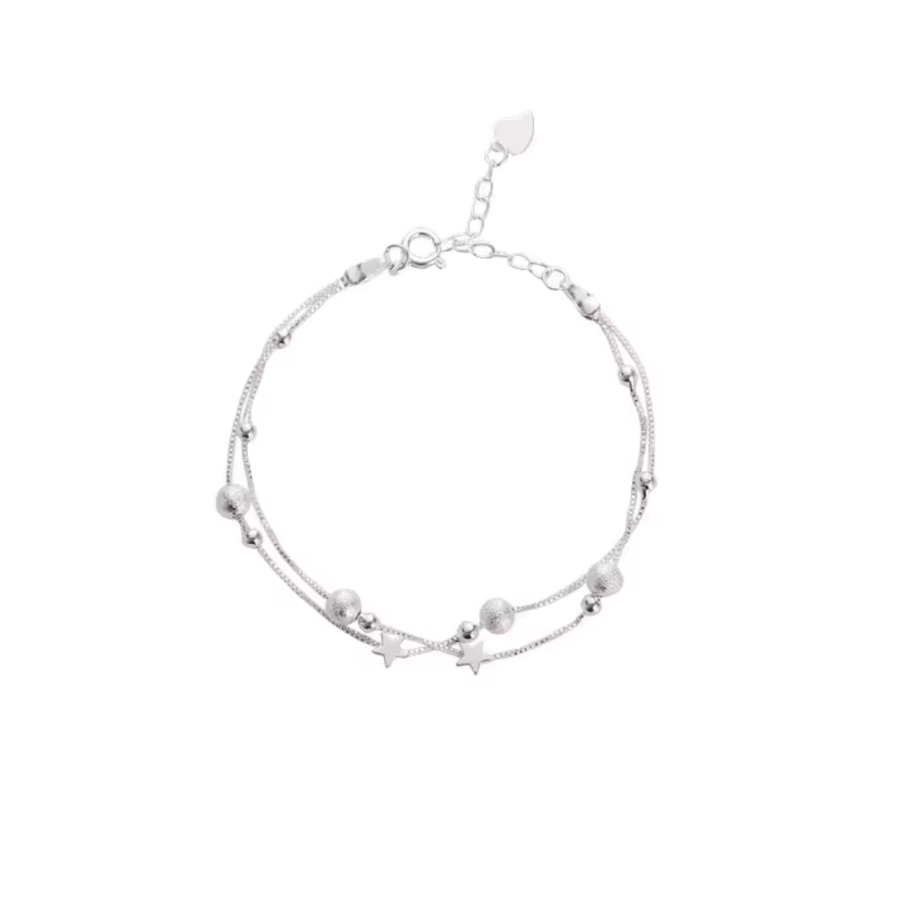 PULSERA FERSHOP DISEÑO ESTRELLA DOBLE CADENA PLATA - 1