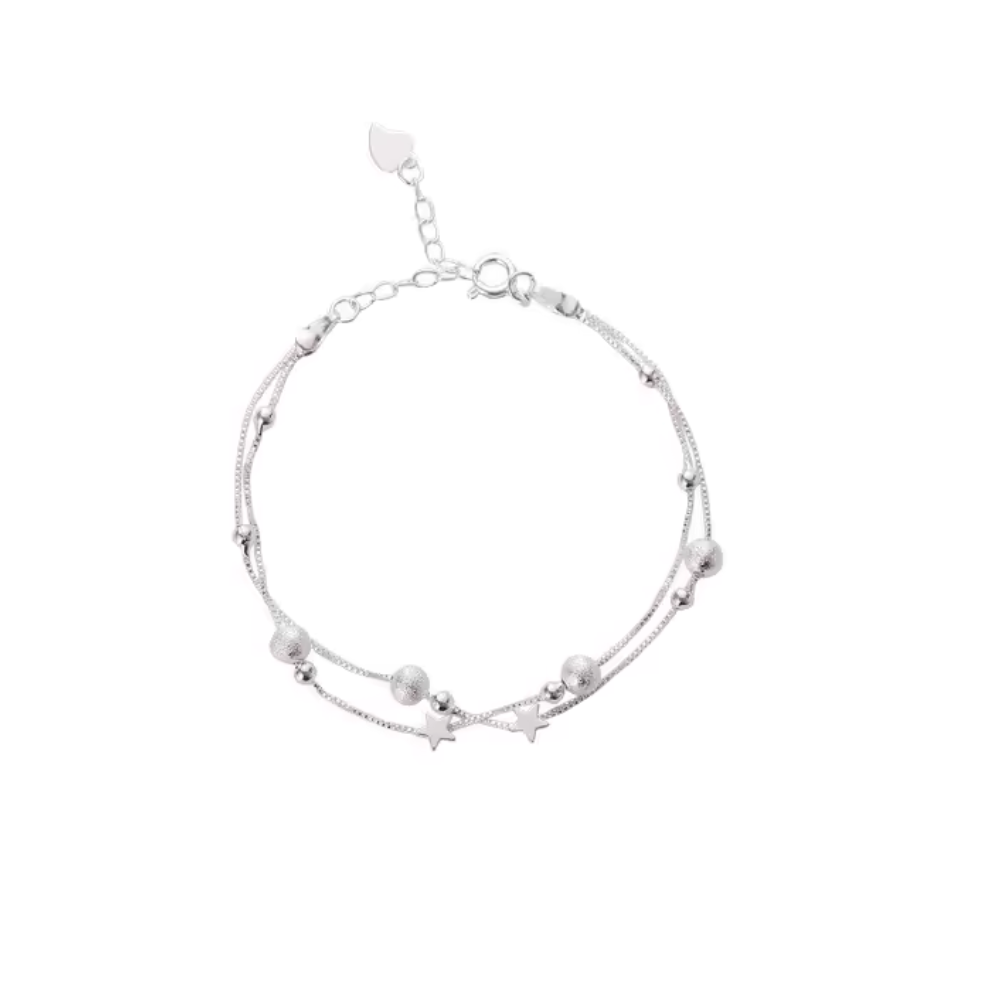 PULSERA FERSHOP DISEÑO ESTRELLA DOBLE CADENA PLATA - 2