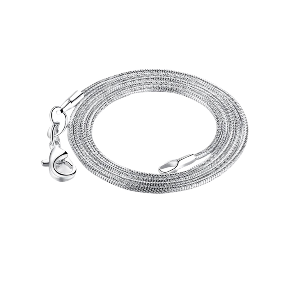 COLLAR ENCHAPADO EN PLATA PLATEADO TIPO SERPIENTE 1.2 MM - 1
