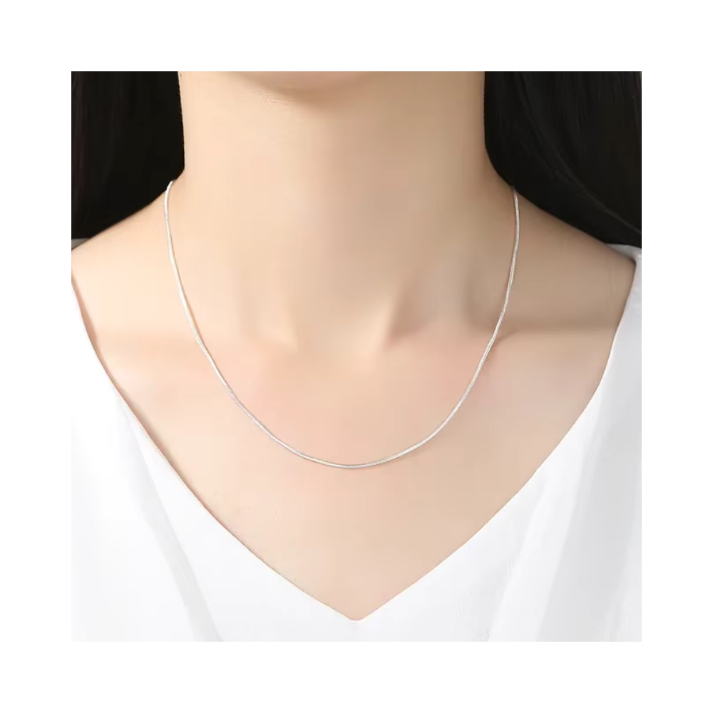 COLLAR ENCHAPADO EN PLATA PLATEADO TIPO SERPIENTE 1.2 MM - 2
