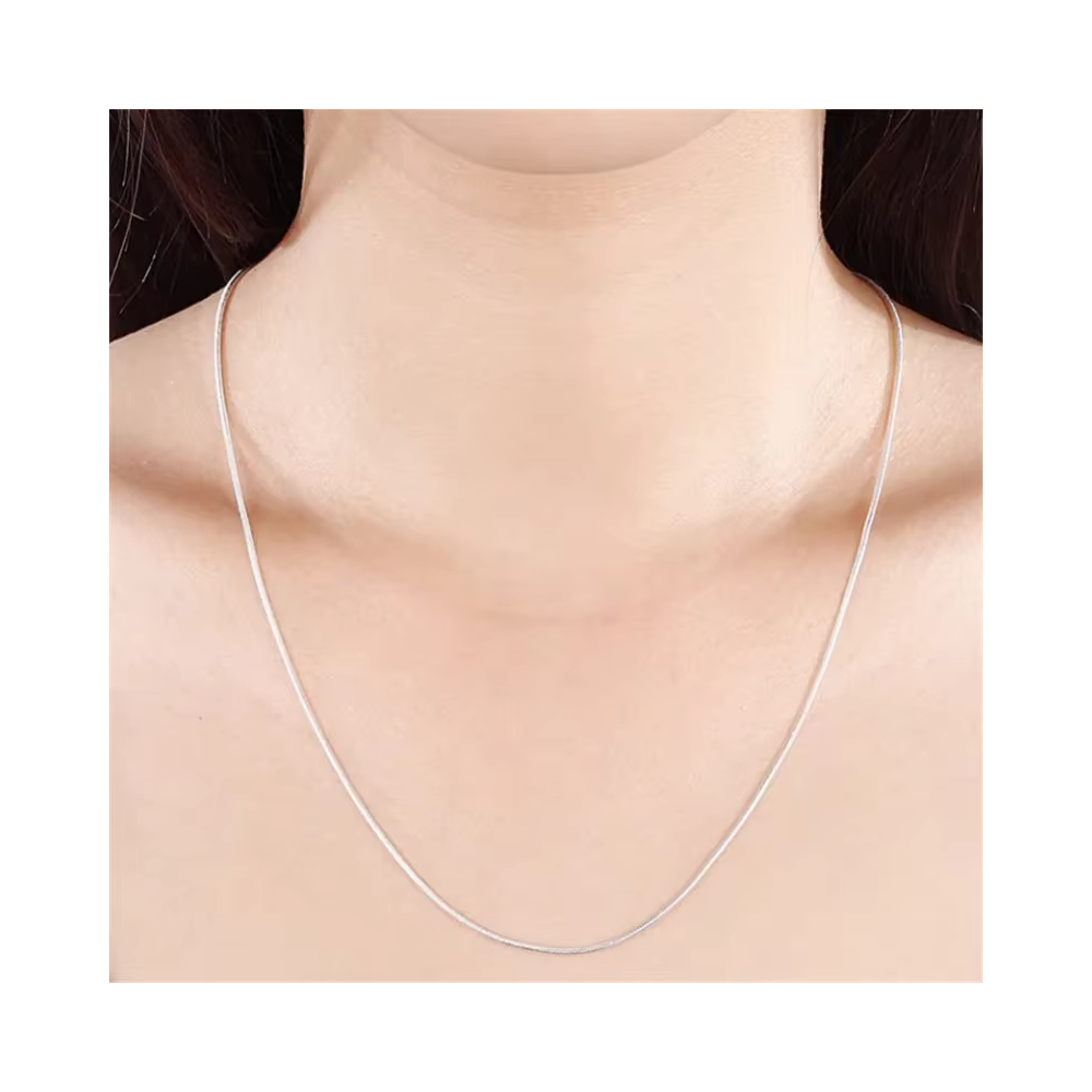 COLLAR ENCHAPADO EN PLATA PLATEADO TIPO SERPIENTE 1.2 MM - 3