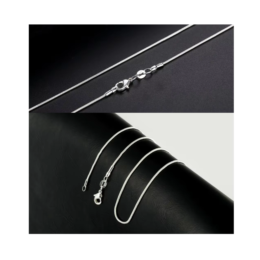 COLLAR ENCHAPADO EN PLATA PLATEADO TIPO SERPIENTE 1.2 MM - 4