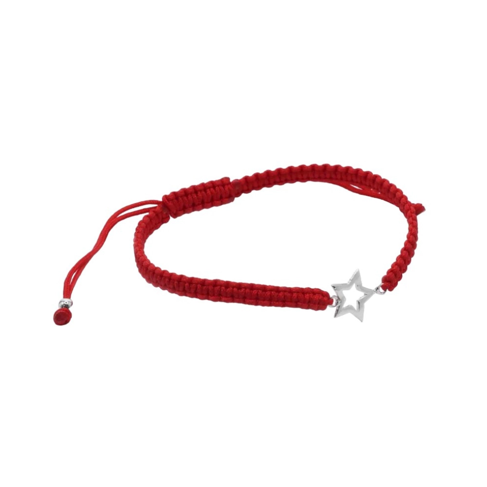 PULSERA FERSHOP DE PLATA 925 MACRAMÉ ROJA CON FIGURA ESTRELLA ABIERTA - 3