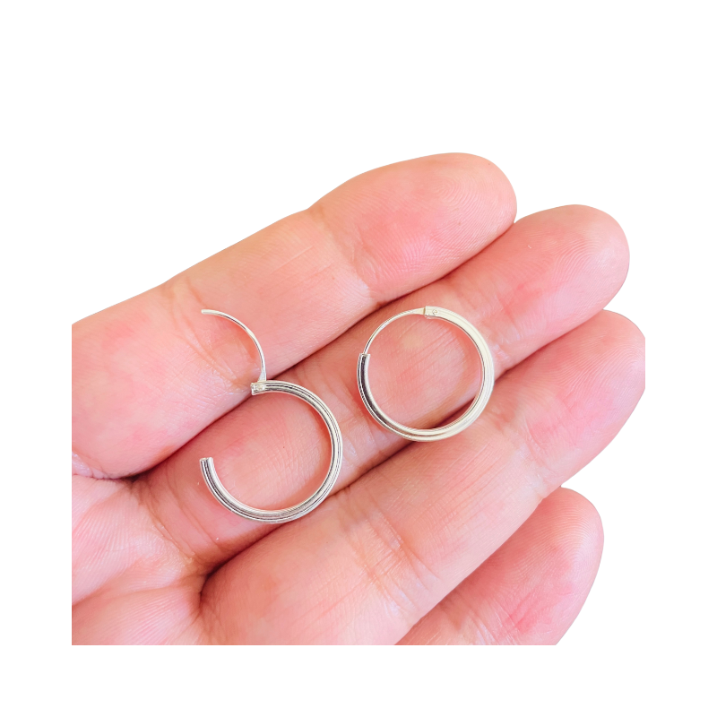 AROS FERSHOP DE PLATA 925 ARGOLLAS LISAS DE BORDE CUADRADO - 4