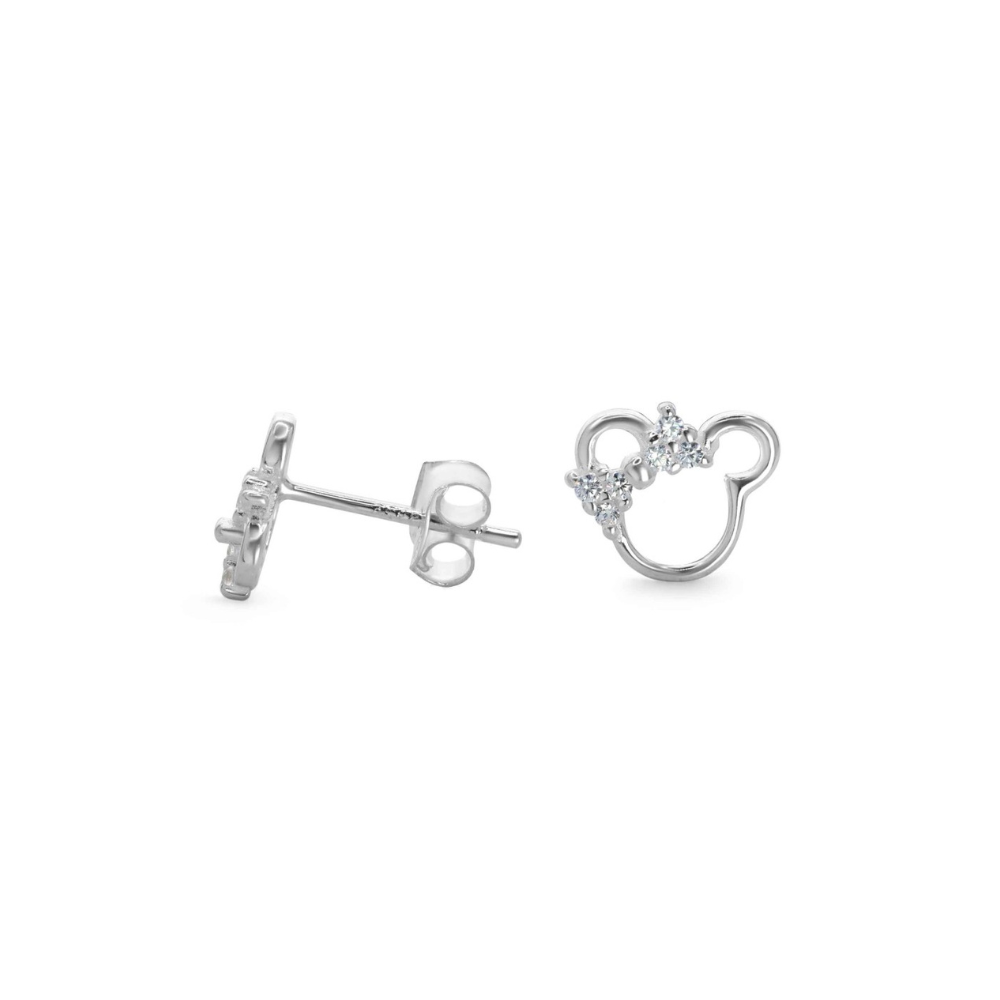 AROS FERSHOP MINNIE MOUSE DE PLATA 925 MODELO MOÑO CIRCONES - 1