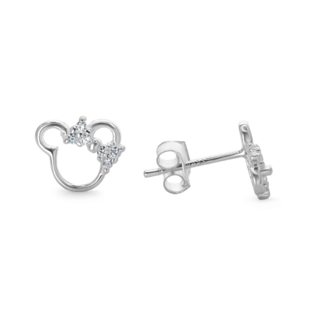 AROS FERSHOP MINNIE MOUSE DE PLATA 925 MODELO MOÑO CIRCONES - 3