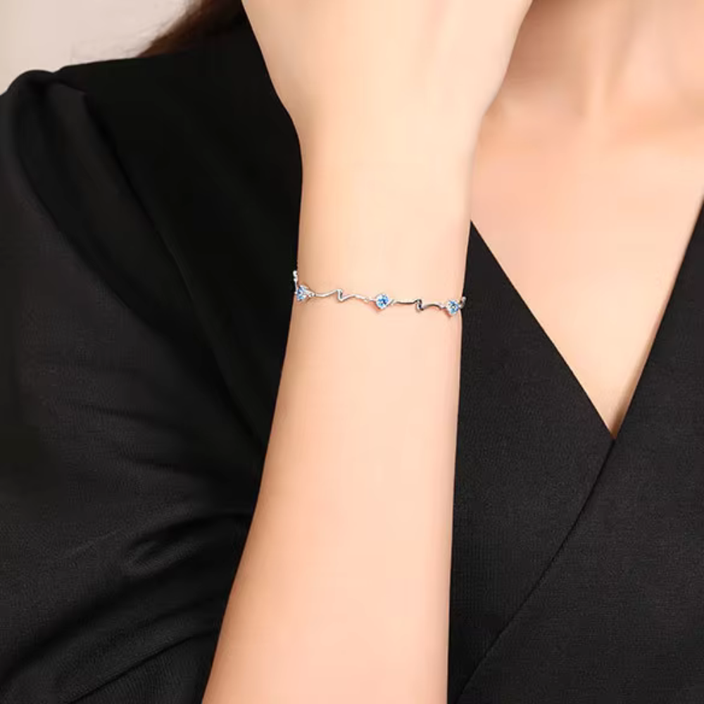 PULSERA OCÉANO CON CIRCONES CELESTE - 4