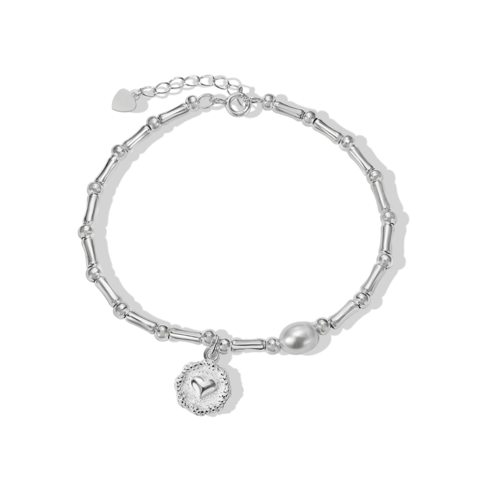 PULSERA CORAZON CUENCAS BASTONES CON PERLA - 2