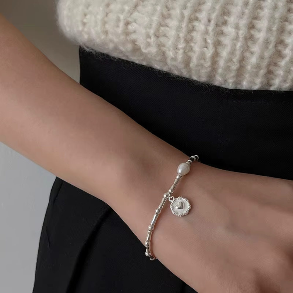 PULSERA CORAZON CUENCAS BASTONES CON PERLA - 3