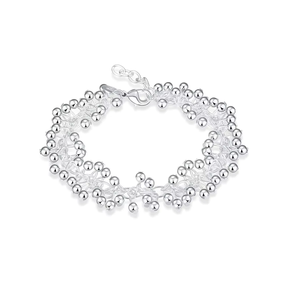 Pulsera Plateada Tipo Uvas Colgantes - 1