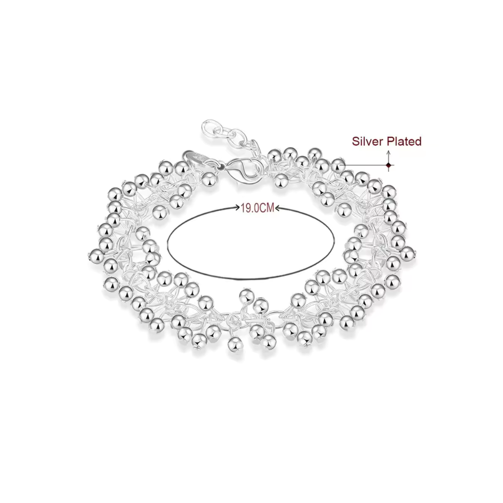 Pulsera Plateada Tipo Uvas Colgantes - 2