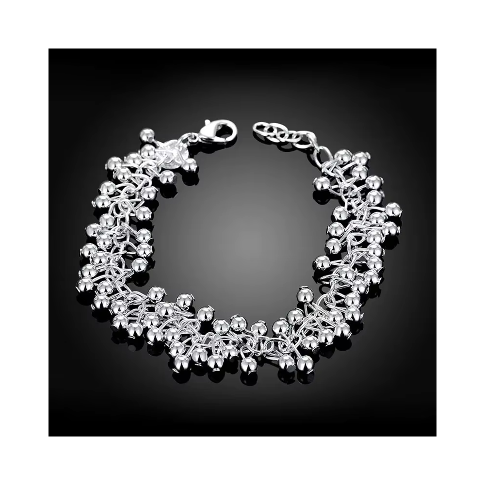 Pulsera Plateada Tipo Uvas Colgantes - 3