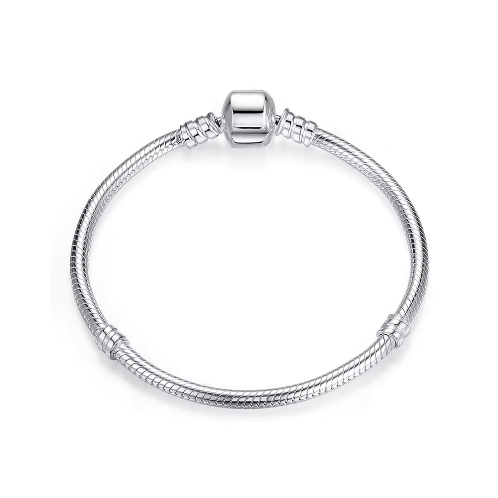 PULSERA PLATEADA DE ACERO PARA CHARMS 18 CM