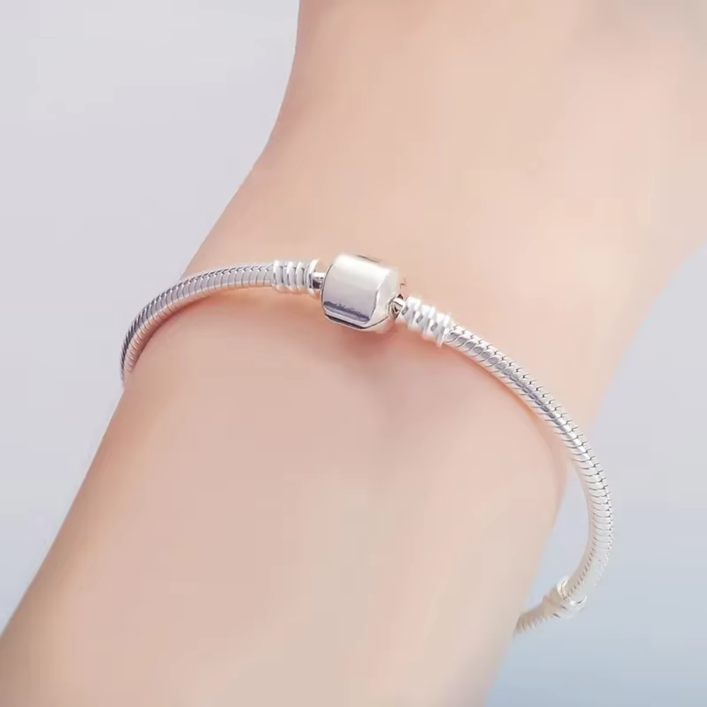 PULSERA PLATEADA DE ACERO PARA CHARMS  19 CM - 2