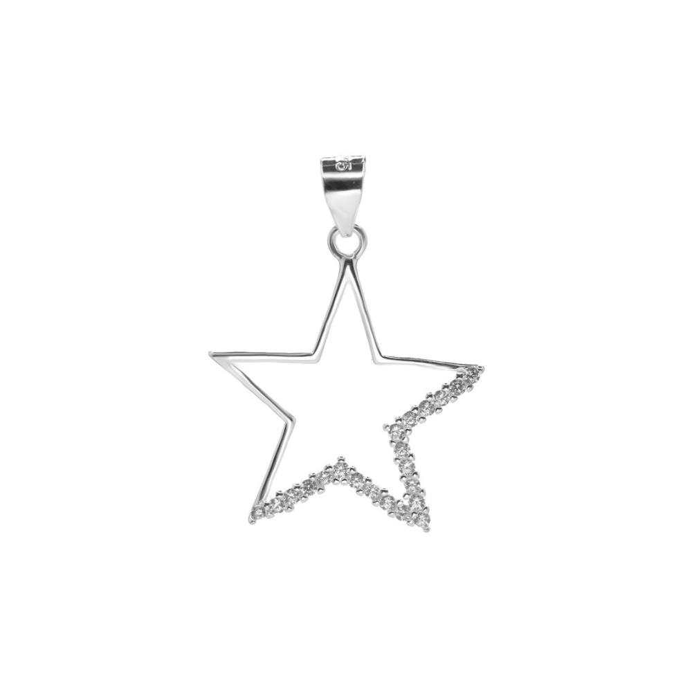 COLGANTE DE PLATA ESTRELLA BORDES CON CIRCONES - 1