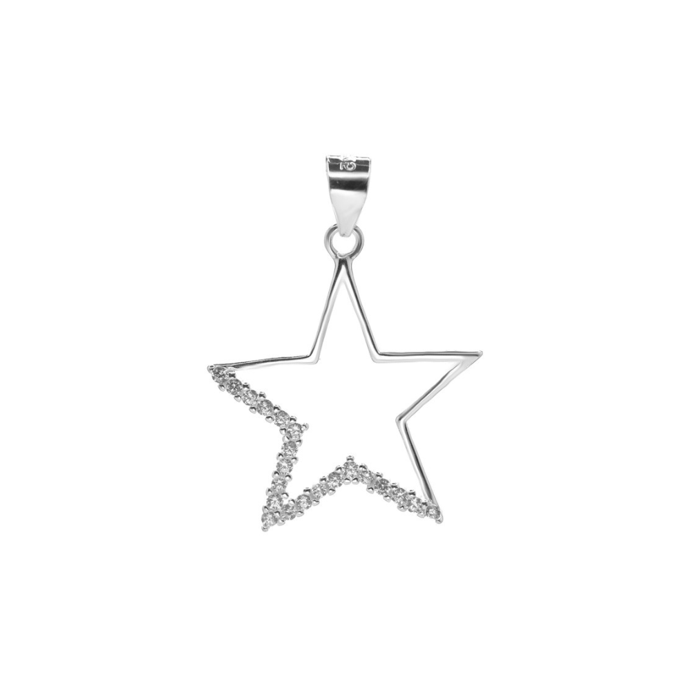 COLGANTE DE PLATA ESTRELLA BORDES CON CIRCONES - 3