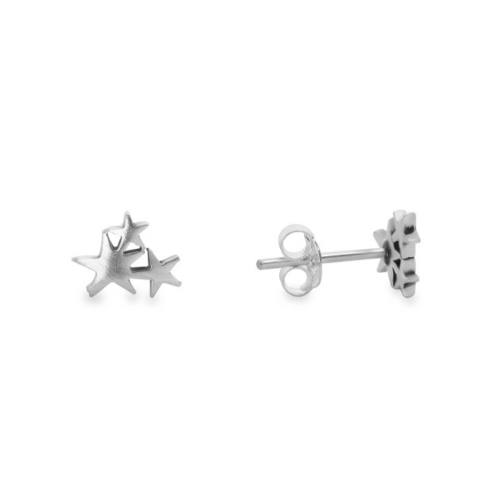 AROS DE PLATA TRÍO DE ESTRELLAS LISAS - 1