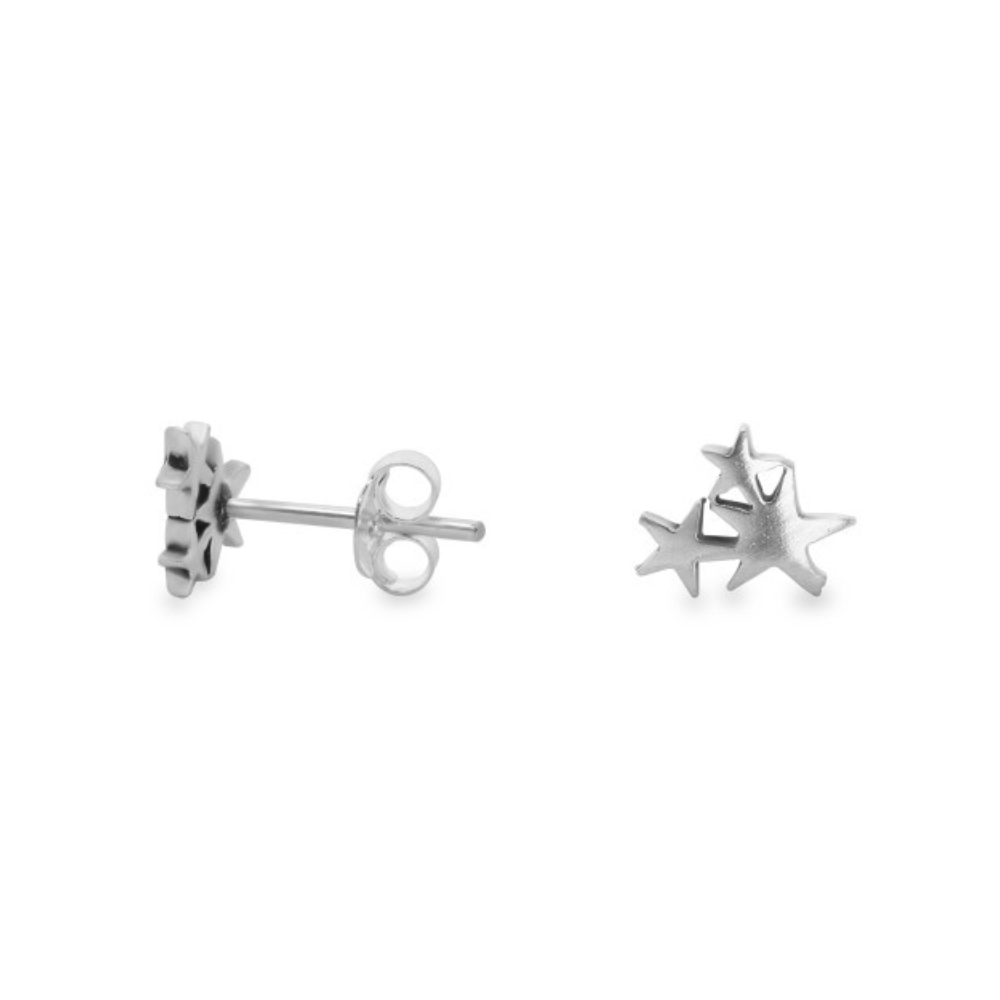 AROS DE PLATA TRÍO DE ESTRELLAS LISAS - 2