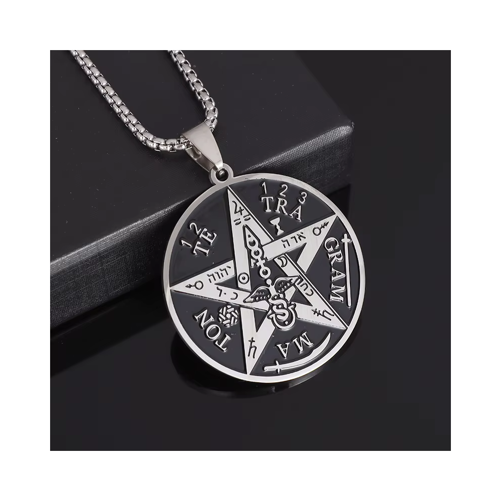 COLLAR DE ACERO COLGANTE TETRAGRAMMATON - 4