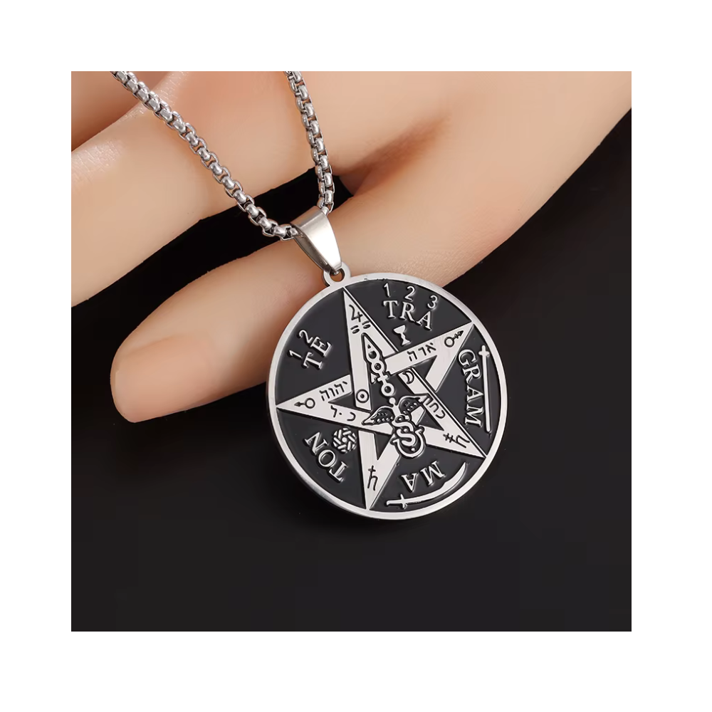COLLAR DE ACERO COLGANTE TETRAGRAMMATON - 6