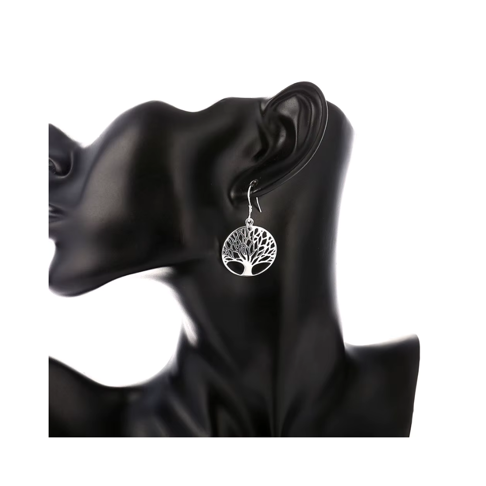 CONJUNTO DE PLATA COLLAR Y AROS ÁRBOL DE LA VIDA - 4