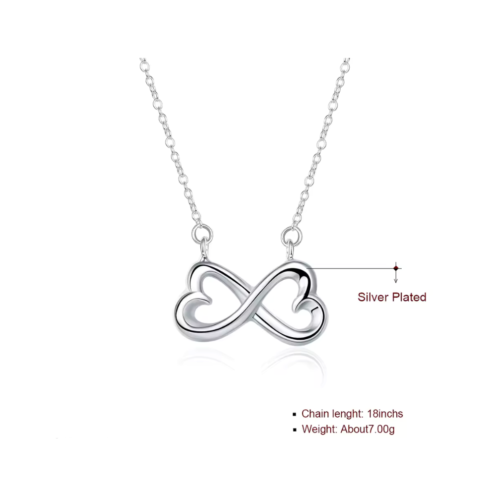 Collar Plateado Con Colgante Infinito - 3