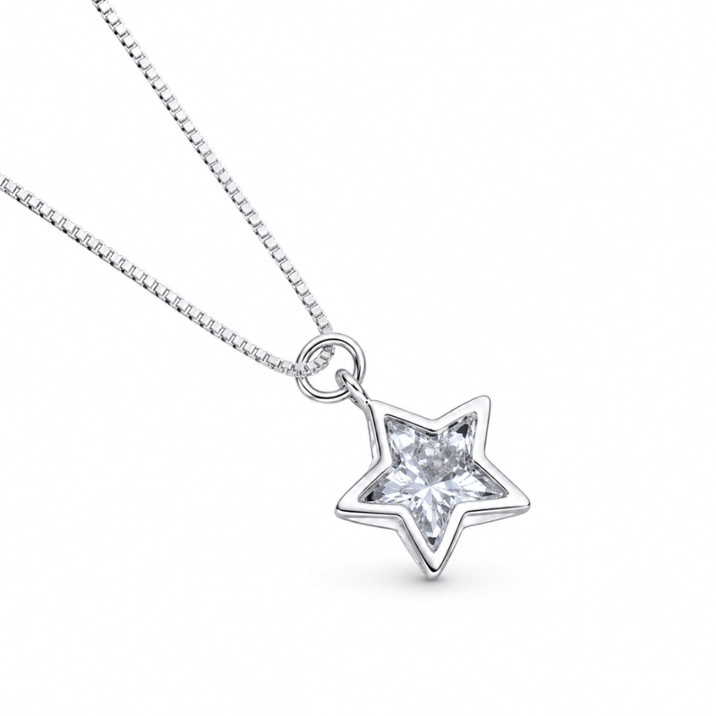 COLLAR DE PLATA CON COLGANTE DE ESTRELLA Y CRISTAL