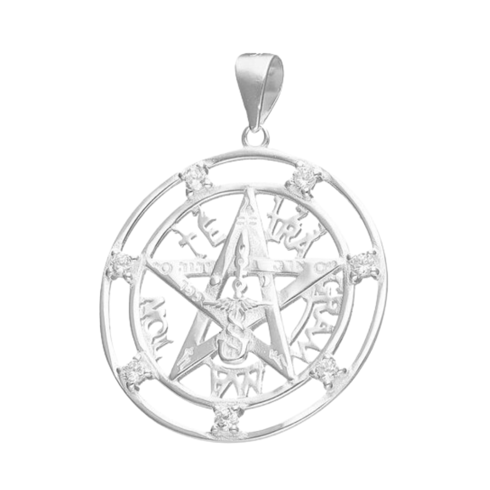 COLGANTE DE PLATA TETRAGRAMMATON CON CIRCONES DE 24 MM - 1