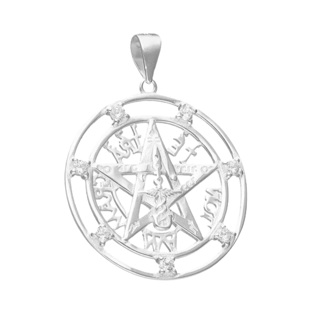 COLGANTE DE PLATA TETRAGRAMMATON CON CIRCONES DE 24 MM - 2