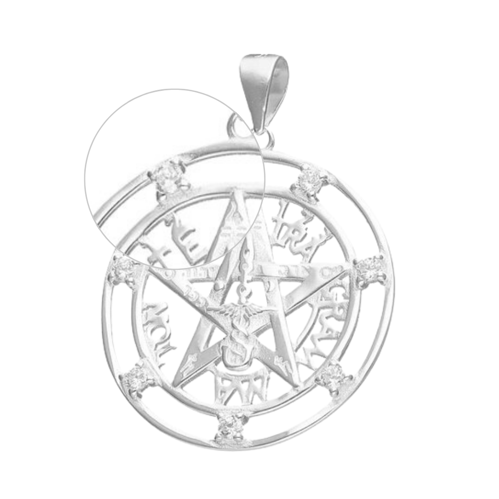 COLGANTE DE PLATA TETRAGRAMMATON CON CIRCONES DE 24 MM - 3