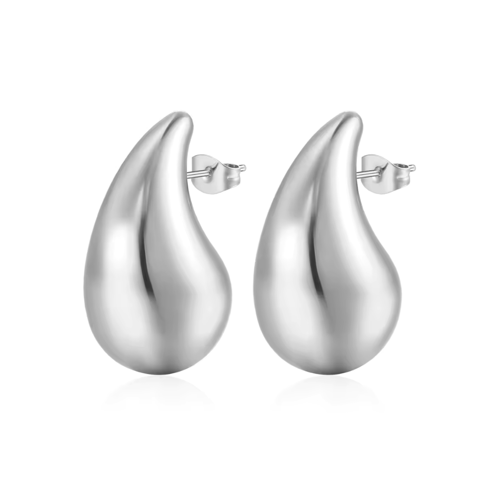 AROS PLATA ESTILO GOTA CHUNKY 26 MM - 2