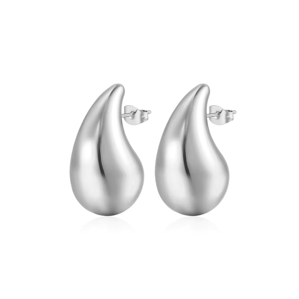 AROS PLATA ESTILO GOTA CHUNKY 18 MM - 1