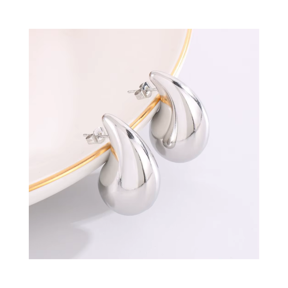 AROS PLATA ESTILO GOTA CHUNKY 18 MM - 2