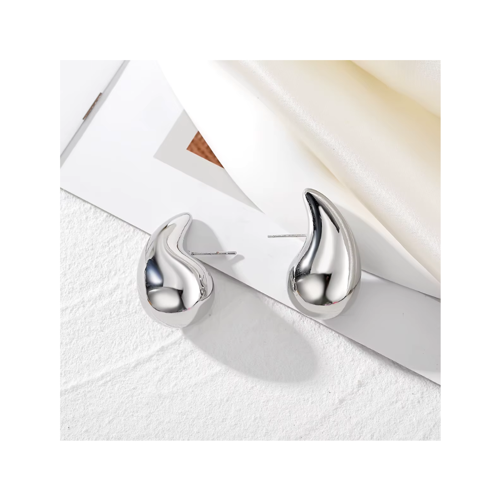 AROS PLATA ESTILO GOTA CHUNKY 18 MM - 5