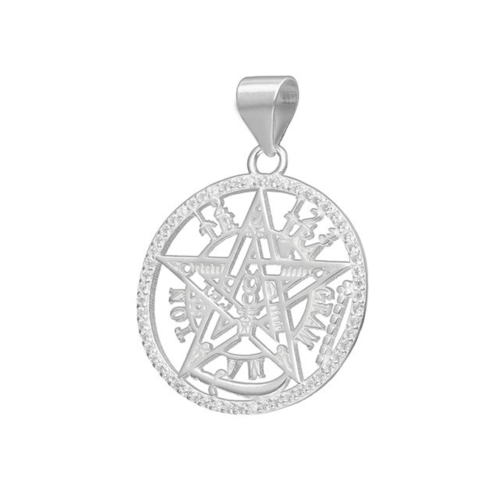 COLGANTE DE PLATA 925 TETRAGRAMMATON CIRCONES 25 MM - 1