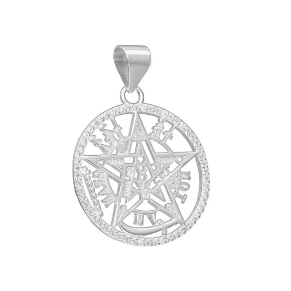 COLGANTE DE PLATA 925 TETRAGRAMMATON CIRCONES 25 MM - 2