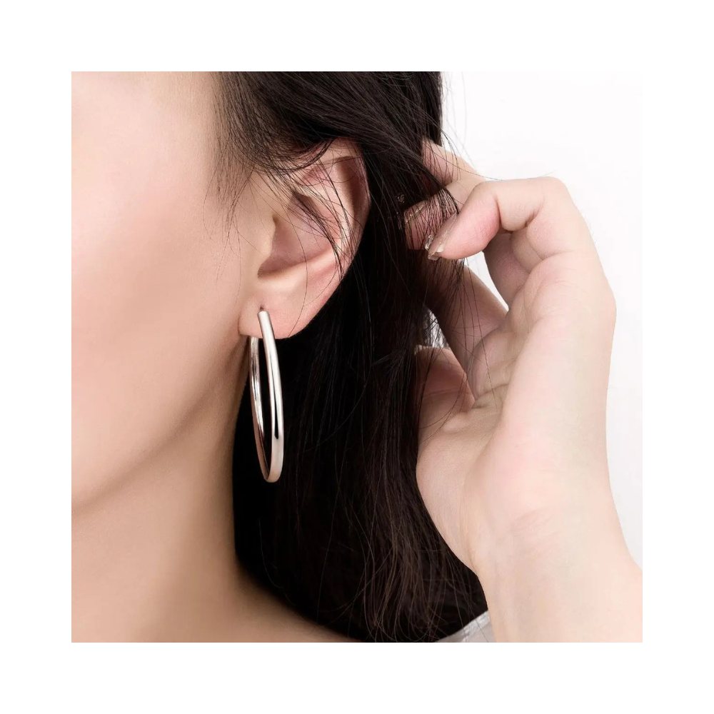 AROS PLATA ARGOLLA BORDE OVALADO 50 MM - 6